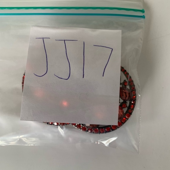 Vintage Red Jeweled Hoop Earrings Drop Rhinestones Stud Top Pierced Ears - Picture 15 of 15